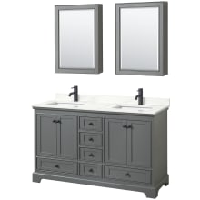 Deborah 60" Free Standing Double Basin Vanity Set with Cabinet, Quartz Vanity Top, and Medicine Cabinet