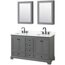 Deborah 60" Free Standing Double Basin Vanity Set with Cabinet, Quartz Vanity Top, and Medicine Cabinet