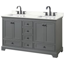 Deborah 60" Free Standing Double Basin Vanity Set with Cabinet and Quartz Vanity Top