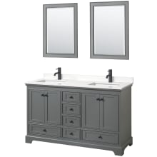 Deborah 60" Free Standing Double Basin Vanity Set with Cabinet, Quartz Vanity Top, and Framed Mirror