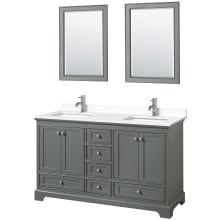 Deborah 60" Free Standing Double Basin Vanity Set with Cultured Marble Vanity Top and Framed Mirror