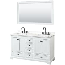 Deborah 60" Free Standing Double Basin Vanity Set with Cabinet, Quartz Vanity Top, and Framed Mirror