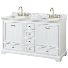 Deborah 60" Free Standing Double Vanity Set with Wood Cabinet and Marble Vanity Top