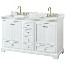Deborah 60" Free Standing Double Vanity Set with Wood Cabinet and Marble Vanity Top