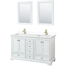 Deborah 60" Free Standing Double Basin Vanity Set with Cultured Marble Vanity Top and Framed Mirror