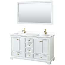 Deborah 60" Free Standing Double Basin Vanity Set with Cultured Marble Vanity Top and Framed Mirror
