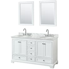 Deborah 60" Free Standing Double Vanity Set with Wood Cabinet, Marble Vanity Top, and Framed Mirror