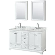 Deborah 60" Free Standing Double Vanity Set with Wood Cabinet, Marble Vanity Top, and Medicine Cabinet