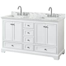 Deborah 60" Free Standing Double Vanity Set with Wood Cabinet and Marble Vanity Top