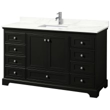 Deborah 60" Free Standing Single Basin Vanity Set with Cabinet and Quartz Vanity Top