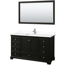 Deborah 60" Free Standing Single Basin Vanity Set with Cultured Marble Vanity Top and Framed Mirror