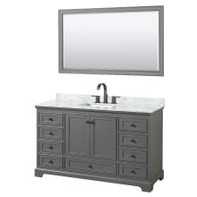 Deborah 60" Free Standing Single Vanity Set with Wood Cabinet, Marble Vanity Top, and Framed Mirror