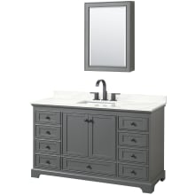 Deborah 60" Free Standing Single Basin Vanity Set with Cabinet, Quartz Vanity Top, and Medicine Cabinet