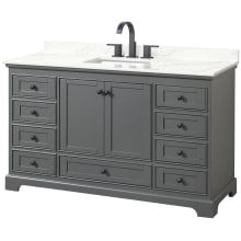 Deborah 60" Free Standing Single Basin Vanity Set with Cabinet and Quartz Vanity Top