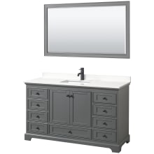 Deborah 60" Free Standing Single Basin Vanity Set with Cabinet, Quartz Vanity Top, and Framed Mirror