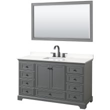 Deborah 60" Free Standing Single Basin Vanity Set with Cabinet, Quartz Vanity Top, and Framed Mirror