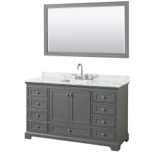Deborah 60" Free Standing Single Vanity Set with Wood Cabinet, Marble Vanity Top, and Framed Mirror