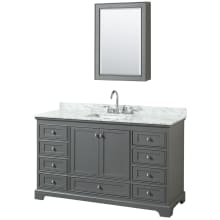 Deborah 60" Free Standing Single Vanity Set with Wood Cabinet, Marble Vanity Top, and Medicine Cabinet