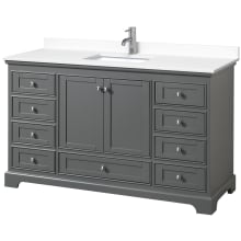 Deborah 60" Free Standing Single Basin Vanity Set with Cultured Marble Vanity Top