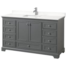 Deborah 60" Free Standing Single Basin Vanity Set with Cabinet and Quartz Vanity Top