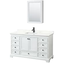 Deborah 60" Free Standing Single Basin Vanity Set with Cabinet, Quartz Vanity Top, and Medicine Cabinet