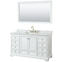 Deborah 60" Free Standing Single Vanity Set with Wood Cabinet, Marble Vanity Top, and Framed Mirror