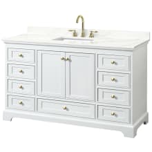 Deborah 60" Free Standing Single Basin Vanity Set with Cabinet and Quartz Vanity Top