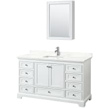 Deborah 60" Free Standing Single Basin Vanity Set with Cabinet, Quartz Vanity Top, and Medicine Cabinet