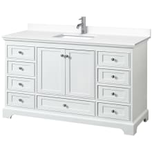 Deborah 60" Free Standing Single Basin Vanity Set with Cultured Marble Vanity Top