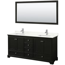 Deborah 72" Free Standing Double Basin Vanity Set with Cabinet, Quartz Vanity Top, and Framed Mirror