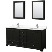 Deborah 72" Free Standing Double Basin Vanity Set with Cabinet, Quartz Vanity Top, and Medicine Cabinet