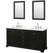 Deborah 72" Free Standing Double Basin Vanity Set with Cabinet, Quartz Vanity Top, and Framed Mirror