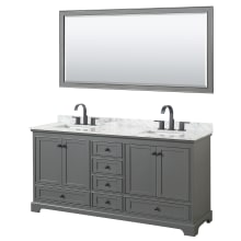 Deborah 72" Free Standing Double Vanity Set with Wood Cabinet, Marble Vanity Top, and Framed Mirror