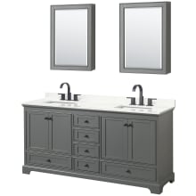Deborah 72" Free Standing Double Basin Vanity Set with Cabinet, Quartz Vanity Top, and Medicine Cabinet