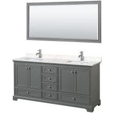 Deborah 72" Free Standing Double Basin Vanity Set with Cultured Marble Vanity Top and Framed Mirror