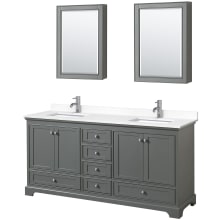 Deborah 72" Free Standing Double Basin Vanity Set with Cultured Marble Vanity Top and Framed Mirror