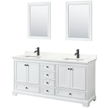 Deborah 72" Free Standing Double Basin Vanity Set with Cabinet, Quartz Vanity Top, and Framed Mirror