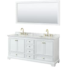 Deborah 72" Free Standing Double Vanity Set with Wood Cabinet, Marble Vanity Top, and Framed Mirror
