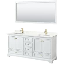 Deborah 72" Free Standing Double Basin Vanity Set with Cabinet, Quartz Vanity Top, and Framed Mirror
