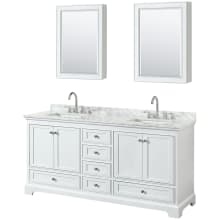 Deborah 72" Free Standing Double Vanity Set with Wood Cabinet, Marble Vanity Top, and Medicine Cabinet