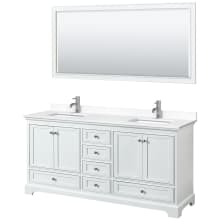 Deborah 72" Free Standing Double Basin Vanity Set with Cultured Marble Vanity Top and Framed Mirror