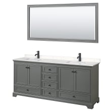 Deborah 80" Free Standing Double Basin Vanity Set with Cultured Marble Vanity Top and Framed Mirror