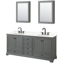 Deborah 80" Free Standing Double Basin Vanity Set with Cabinet, Quartz Vanity Top, and Medicine Cabinet