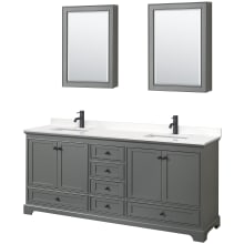 Deborah 80" Free Standing Double Basin Vanity Set with Cabinet, Quartz Vanity Top, and Medicine Cabinet