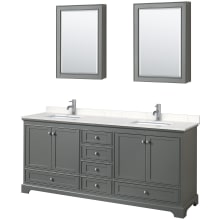 Deborah 80" Free Standing Double Basin Vanity Set with Cultured Marble Vanity Top and Framed Mirror