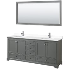 Deborah 80" Free Standing Double Basin Vanity Set with Cultured Marble Vanity Top and Framed Mirror
