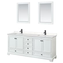 Deborah 80" Free Standing Double Basin Vanity Set with Cultured Marble Vanity Top and Framed Mirror