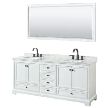 Deborah 80" Free Standing Double Vanity Set with Wood Cabinet, Marble Vanity Top, and Framed Mirror