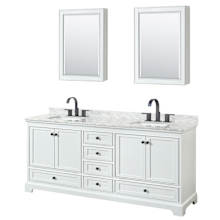Deborah 80" Free Standing Double Vanity Set with Wood Cabinet, Marble Vanity Top, and Medicine Cabinet