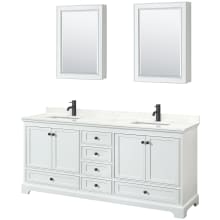 Deborah 80" Free Standing Double Basin Vanity Set with Cabinet, Quartz Vanity Top, and Medicine Cabinet